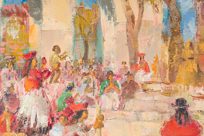 Paul Alfred Marie Daxhelet (1905-1993): Un rituel maya, huile sur toile