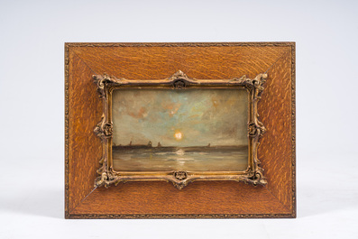 Louis Artan (1837-1890): Marine dans la lumi&egrave;re du soir, huile sur toile