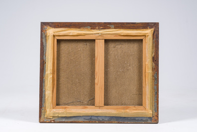 Maurice Sys (1880-1972, &agrave; la mani&egrave;re de): Vue de la Lys avec deux bateaux dans l'eau, huile sur toile