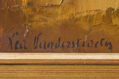 Lea Vanderstraeten (1929): La r&eacute;colte du grain, huile sur toile