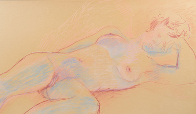 Frans Van Kerckhove (1945-2017): Nu f&eacute;minin allong&eacute;, pastel sur papier, dat&eacute; (19)97