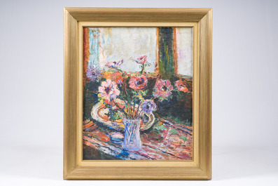 Pierre Thevenet (1870-1937, &agrave; la mani&egrave;re de): Nature morte de fleurs, huile sur toile