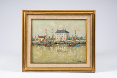 Luc Kaisin (1901-1963): Vue du quai, huile sur toile