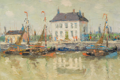 Luc Kaisin (1901-1963): Vue du quai, huile sur toile