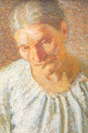 &Eacute;cole belge: Portrait d'une dame &acirc;g&eacute;e, huile sur toile, 19&egrave;me/20&egrave;me si&egrave;cle