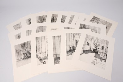 Jules De Bruycker (1870-1945): 'L'&Eacute;glise St. Nicolas Gand', album with ten different etchings, foreword by Gr&eacute;goire Le Roy, Ghent, 1938