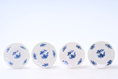 An extensive and varied collection of blue and white Tournai porcelain with floral design, 18th/19th C.