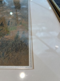 Anna De Weert (1867-1950): Paysage du Sud, pastel sur papier, dat&eacute; 1934