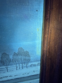 Pierre de Clausade (1910-1976): 'Bord de Loire sous la neige', huile sur toile