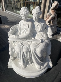 Edouard Lanteri (1848-1917): 'Duo', biscuit sur socle en laiton