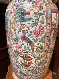 Paire d'importants vases en porcelaine de Chine famille rose &agrave; sujet narratif, 19&egrave;me si&egrave;cle
