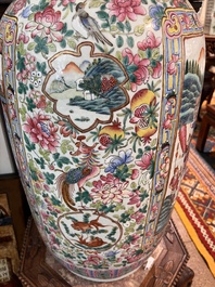 Paire d'importants vases en porcelaine de Chine famille rose &agrave; sujet narratif, 19&egrave;me si&egrave;cle