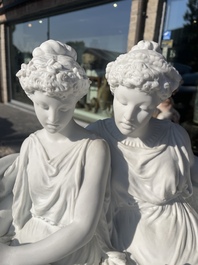 Edouard Lanteri (1848-1917): 'Duo', biscuit sur socle en laiton