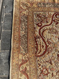 A Turkish Hereke rug with floral design in silk and gold thread, 20th C.