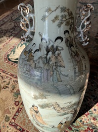 Vase en porcelaine de Chine qianjiang cai &agrave; d&eacute;cor d'immortels, 19&egrave;me si&egrave;cle