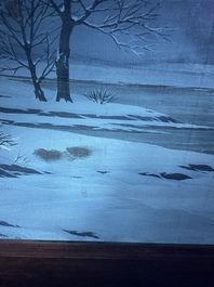 Pierre de Clausade (1910-1976): 'Bord de Loire sous la neige', huile sur toile