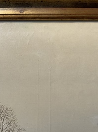 Pierre de Clausade (1910-1976): 'Bord de Loire sous la neige', huile sur toile