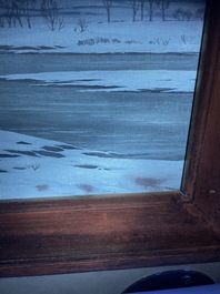 Pierre de Clausade (1910-1976): 'Bord de Loire sous la neige', huile sur toile