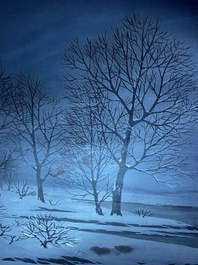 Pierre de Clausade (1910-1976): 'Bord de Loire sous la neige', huile sur toile