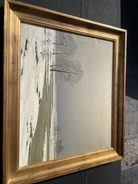 Pierre de Clausade (1910-1976): 'Bord de Loire sous la neige', huile sur toile