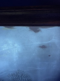 Pierre de Clausade (1910-1976): 'Bord de Loire sous la neige', huile sur toile