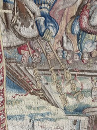Importante tapisserie murale de Bruges repr&eacute;sentant 'Les porte-drapeaux' de la s&eacute;rie 'Les Triomphes de C&eacute;sar', seconde moiti&eacute; du 16&egrave;me si&egrave;cle
