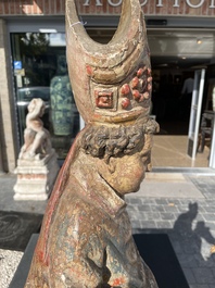 A Flemish polychromed wooden sculpture of a bishop, possibly Saint Nicholas, 16th C.