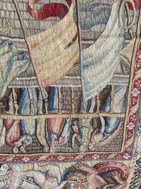 Importante tapisserie murale de Bruges repr&eacute;sentant 'Les porte-drapeaux' de la s&eacute;rie 'Les Triomphes de C&eacute;sar', seconde moiti&eacute; du 16&egrave;me si&egrave;cle