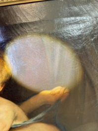 &Eacute;cole belge, suiveur de Gustaaf Wappers (1803-1874): Jeune m&egrave;re avec enfant, huile sur toile, d&eacute;but du 20&egrave;me si&egrave;cle