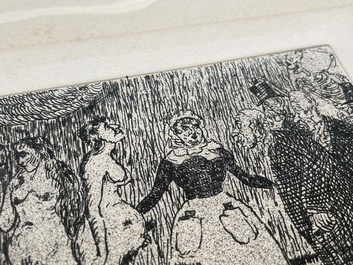 James Ensor (1860-1949): Les vieux polissons, eau forte, dat&eacute; 1895