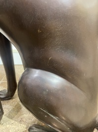 A. Tiot (20&egrave;me/21&egrave;me si&egrave;cle): Quatre statues de Bastet, bronze &agrave; patine brune