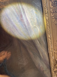 &Eacute;cole belge, suiveur de Gustaaf Wappers (1803-1874): Jeune m&egrave;re avec enfant, huile sur toile, d&eacute;but du 20&egrave;me si&egrave;cle