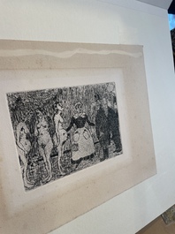 James Ensor (1860-1949): Les vieux polissons, eau forte, dat&eacute; 1895