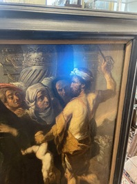 Theodore Boeyermans (1620-1678, attribu&eacute; &agrave;): Le jugement de Salomon, huile sur toile, 17&egrave;me si&egrave;cle