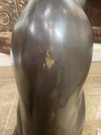 A. Tiot (20&egrave;me/21&egrave;me si&egrave;cle): Quatre statues de Bastet, bronze &agrave; patine brune