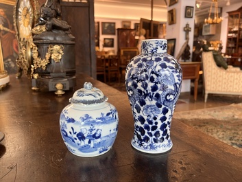 Collection vari&eacute;e en porcelaine de Chine bleu et blanc, Kangxi et post&eacute;rieur