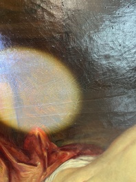 &Eacute;cole belge, suiveur de Gustaaf Wappers (1803-1874): Jeune m&egrave;re avec enfant, huile sur toile, d&eacute;but du 20&egrave;me si&egrave;cle