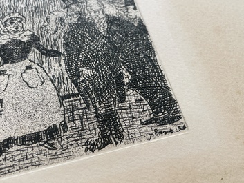 James Ensor (1860-1949): Les vieux polissons, eau forte, dat&eacute; 1895