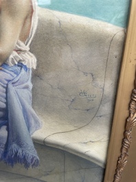 Willem Geets (1838-1919), apr&egrave;s Lawrence Alma-Tadema (1836-1912): Dame au repos, aquarelle sur papier, dat&eacute; 1910