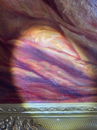 &Eacute;cole belge, suiveur de Gustaaf Wappers (1803-1874): Jeune m&egrave;re avec enfant, huile sur toile, d&eacute;but du 20&egrave;me si&egrave;cle