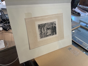 James Ensor (1860-1949): Les vieux polissons, eau forte, dat&eacute; 1895