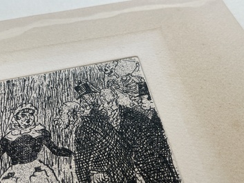 James Ensor (1860-1949): Les vieux polissons, eau forte, dat&eacute; 1895