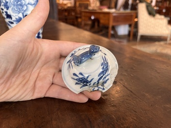 Collection vari&eacute;e en porcelaine de Chine bleu et blanc, Kangxi et post&eacute;rieur
