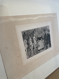 James Ensor (1860-1949): Les vieux polissons, eau forte, dat&eacute; 1895