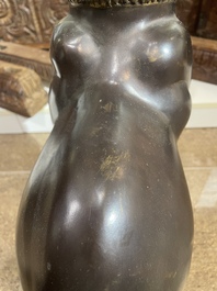 A. Tiot (20&egrave;me/21&egrave;me si&egrave;cle): Quatre statues de Bastet, bronze &agrave; patine brune