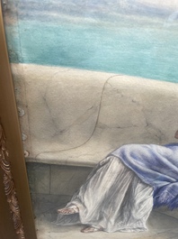 Willem Geets (1838-1919), apr&egrave;s Lawrence Alma-Tadema (1836-1912): Dame au repos, aquarelle sur papier, dat&eacute; 1910