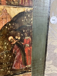 Ic&ocirc;ne orthodoxe impressionnante, 'Notre-Dame de Kazan avec des miracles', Russie, Kostroma, troisi&egrave;me quart du 18&egrave;me si&egrave;cle