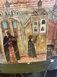 Ic&ocirc;ne orthodoxe impressionnante, 'Notre-Dame de Kazan avec des miracles', Russie, Kostroma, troisi&egrave;me quart du 18&egrave;me si&egrave;cle