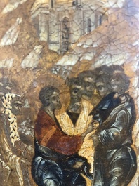 Ic&ocirc;ne orthodoxe, 'La R&eacute;surrection de Lazare' ('Voskresenie Lazara'), Russie, probablement Moscou, premi&egrave;re moiti&eacute; du 17&egrave;me si&egrave;cle