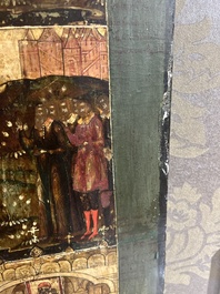 Ic&ocirc;ne orthodoxe impressionnante, 'Notre-Dame de Kazan avec des miracles', Russie, Kostroma, troisi&egrave;me quart du 18&egrave;me si&egrave;cle